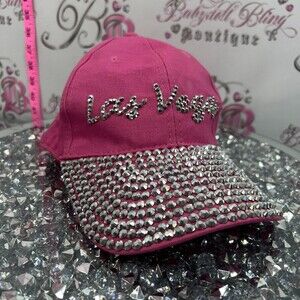Las Vegas hot pink and silver sequence rhinestones gems sizable hat